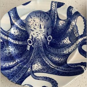 Two Anthropologie From The Deep Dessert Plates - Octopus print